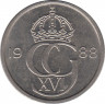 Аверс. Монета. Швеция. 50 эре 1988 год.