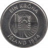 Монета. Исландия. 1 крона 1994 год. ав.