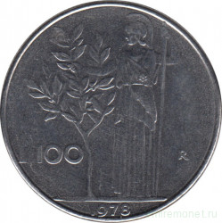 Монета. Италия. 100 лир 1978 год.