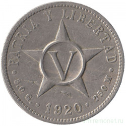 Монета. Куба. 5 сентаво 1920 год.