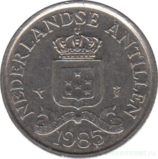 Монета. Нидерландские Антильские острова. 25 центов 1985 год.