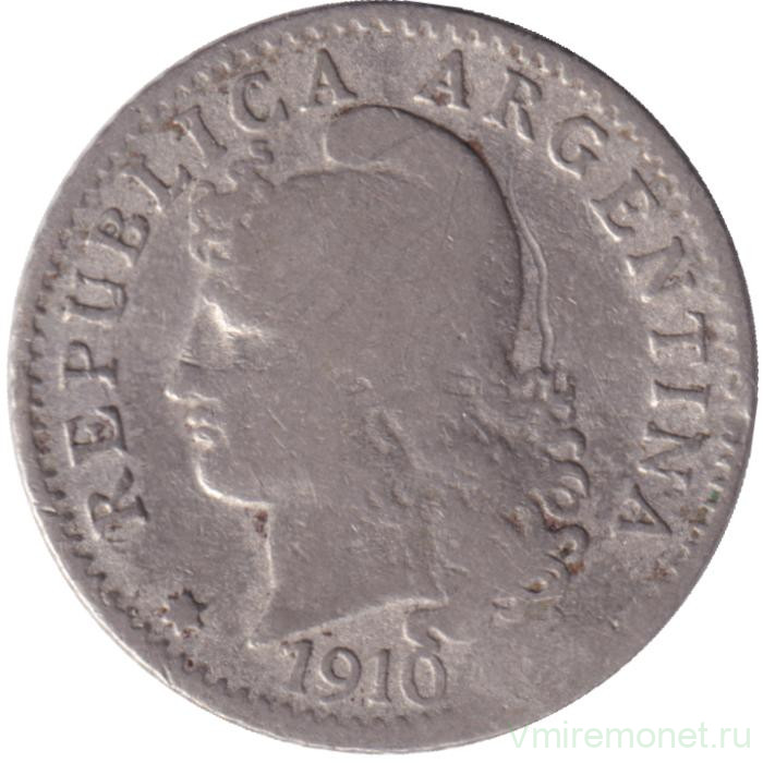 Монета. Аргентина. 5 сентаво 1910 год.