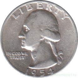 Монета. США. 25 центов 1954 год. Монетный двор D.