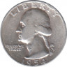 Монета. США. 25 центов 1954 год. Монетный двор D. ав.