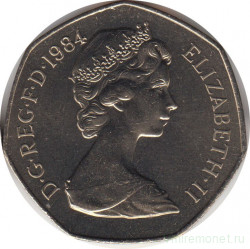 Монета. Великобритания. 50 пенсов 1984 год.