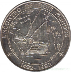 Монета. Португалия. 1000 эскудо 1992 год. Встреча двух миров.