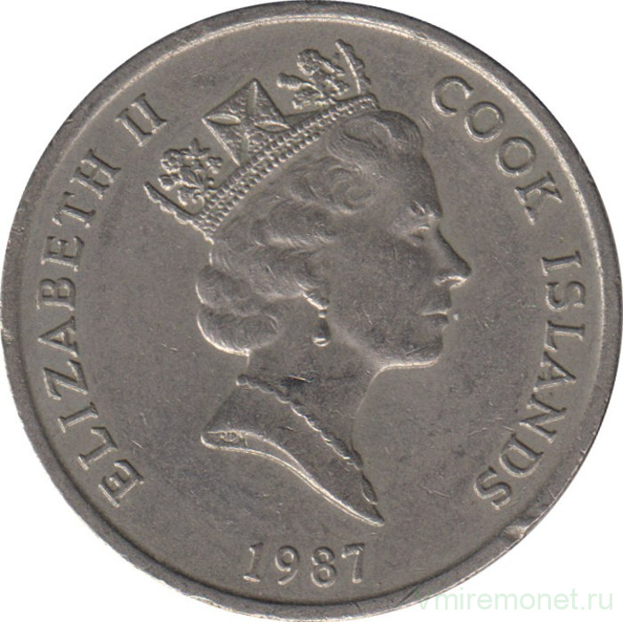 Монета. Острова Кука. 20 центов 1987 год.