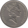 Монета. Острова Кука. 20 центов 1987 год. ав.
