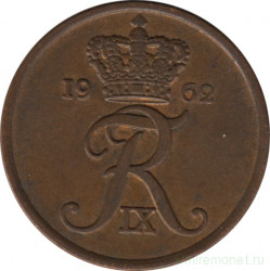 Монета. Дания. 5 эре 1962 год. Бронза.