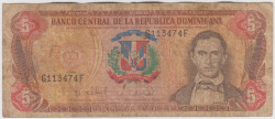 Банкнота. Доминиканская республика. 5 песо 1996 год. Тип 152а.
