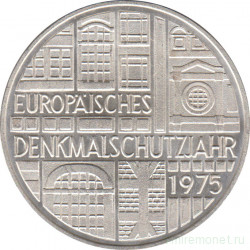 Монета. ФРГ. 5 марок 1975 год. Европейский год охраны памятников.