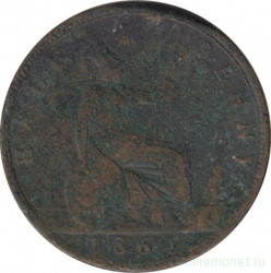 Монета. Великобритания. 1/2 пенни 1864 год.