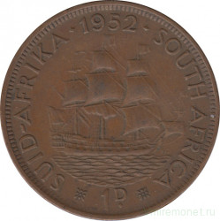 Монета. Южно-Африканская республика (ЮАР). 1 пенни 1952 год.