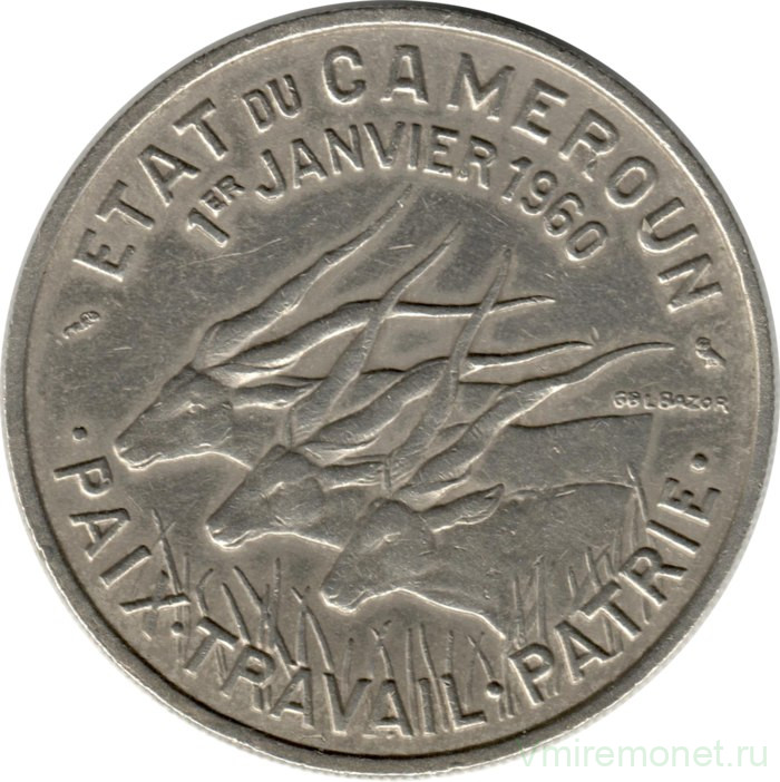 Монета. Камерун. 50 франков 1960 год.
