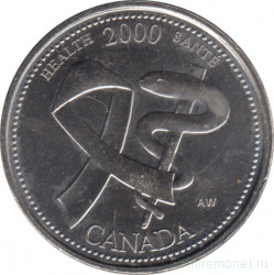 Монета. Канада. 25 центов 2000 год. Миллениум - здоровье.