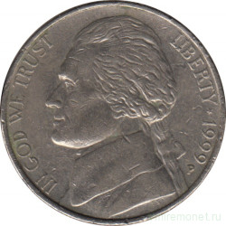 Монета. США. 5 центов 1999 год. Монетный двор P.