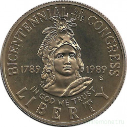 Монета. США. 50 центов 1989 год (S). 200 лет Конгрессу США.