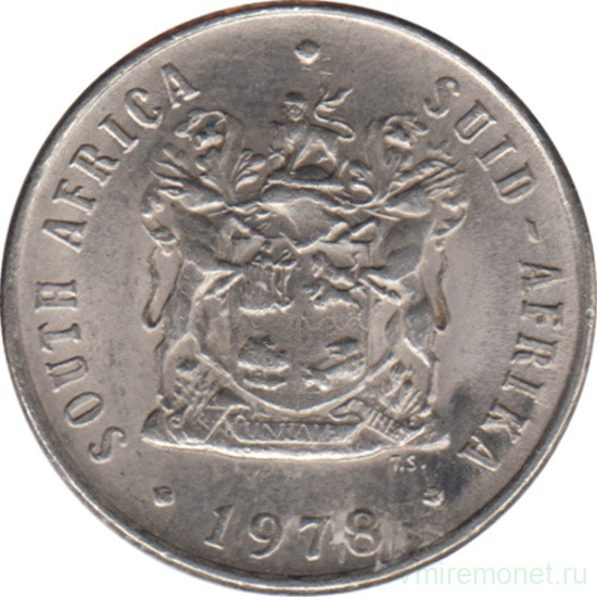 Монета. Южно-Африканская республика (ЮАР). 10 центов 1978 год.