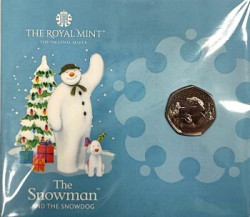 Монета. Великобритания. 50 пенсов 2022 год. Снеговик и снежный пес. В буклете.