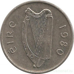 Монета. Ирландия. 5 пенсов 1980 год.