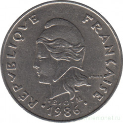 Монета. Новая Каледония. 20 франков 1986 год.