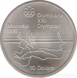 Монета. Канада. 10 долларов 1975 год. XXI летние Олимпийские Игры Монреаль 1976. Парусный спорт.