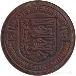 Монета. Джерси. 1/12 шиллинга 1923 год. Новый тип.
