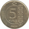  Монета. Турция. 5 курушей 2010 год. ав.