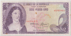 Банкнота. Колумбия. 2 песо 1976 год. Тип 413b.