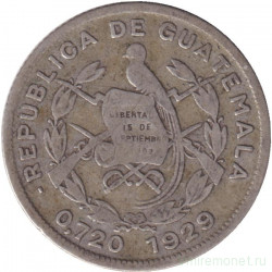 Монета. Гватемала. 10 сентаво 1929 год.