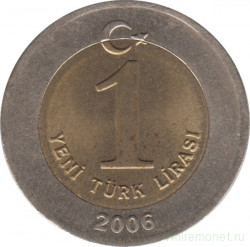 Монета. Турция. 1 лира 2006 год.
