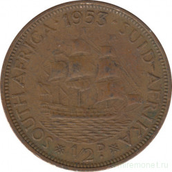 Монета. Южно-Африканская республика (ЮАР). 1/2 пенни 1953 год.