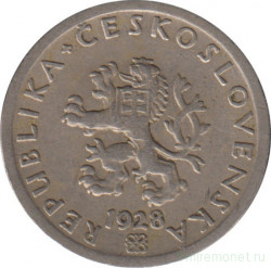 Монета. Чехословакия. 20 геллеров 1928 год.