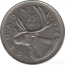 Монета. Канада. 25 центов 1970 год.