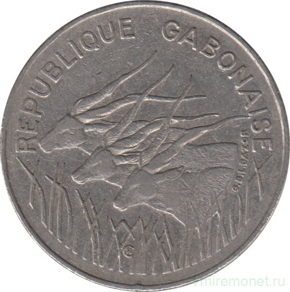 Монета. КФА ВЕАС. Габон. 100 франков 1977 год.