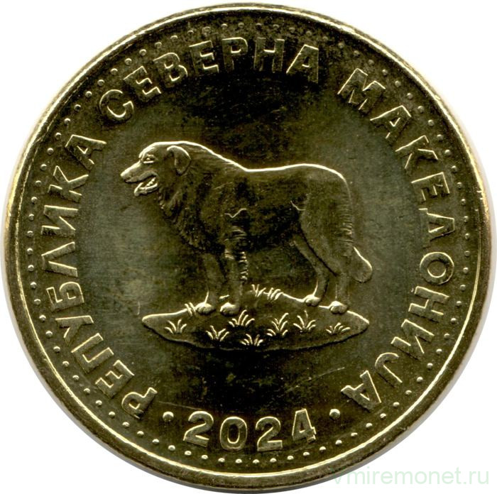 Монета. Северная Македония. 1 денар 2024 год.