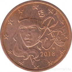 Монета. Франция. 2 цента 2018 год.