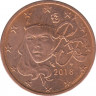 Монета. Франция. 2 цента 2018 год. ав.