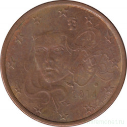 Монета. Франция. 5 центов 2014 год.