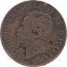 Монета. Италия. 1 чентезимо 1867 год. М. ав.