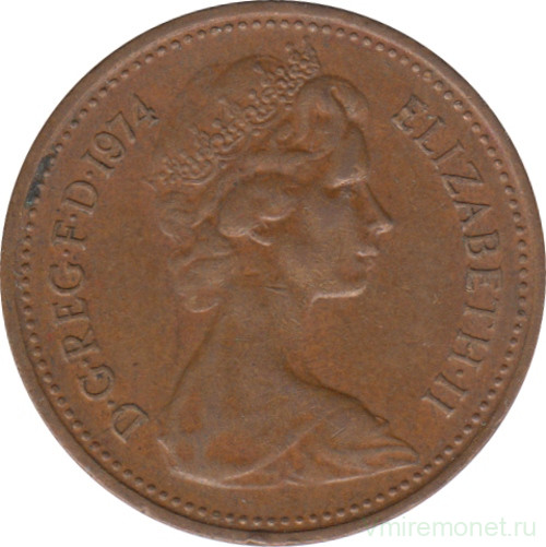 Монета. Великобритания. 1 пенни 1974 год.