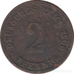 Монета. Германия (Германская империя 1871-1922). 2 пфеннига 1906 год. (A).