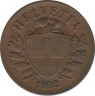 Монета. Швейцария. 2 раппена 1902 год. ав.