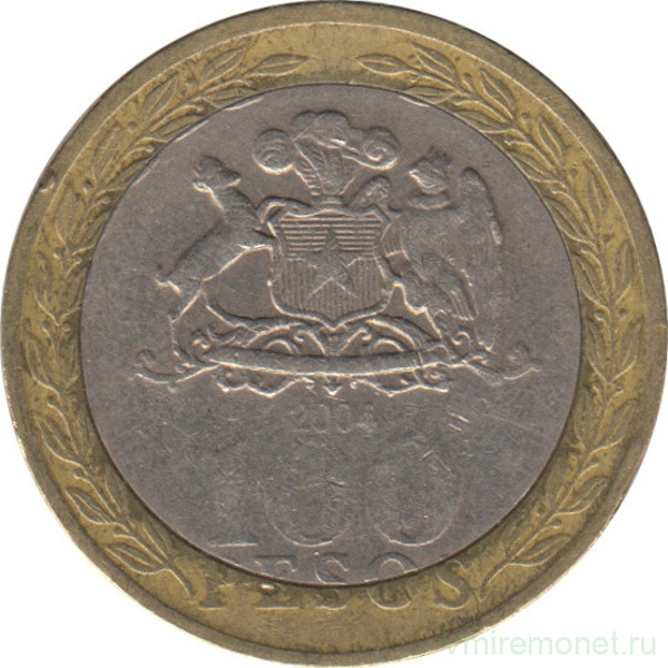 Монета. Чили. 100 песо 2004 год.