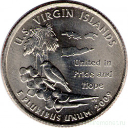 Монета. США. 25 центов 2009 год. Штат № 55 Американские Виргинские острова. Монетный двор P.