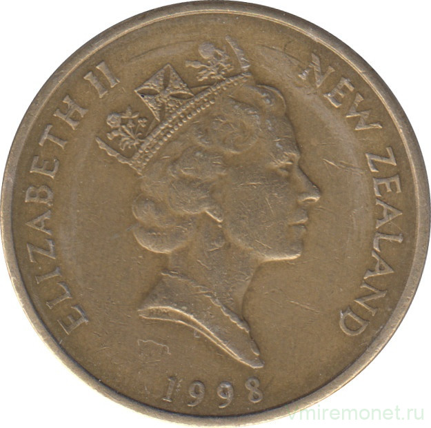 Монета. Новая Зеландия. 2 доллара 1998 год.
