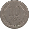Монета. Чили. 10 песо 1977 год. ав.