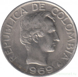 Монета. Колумбия. 50 сентаво 1969 год.