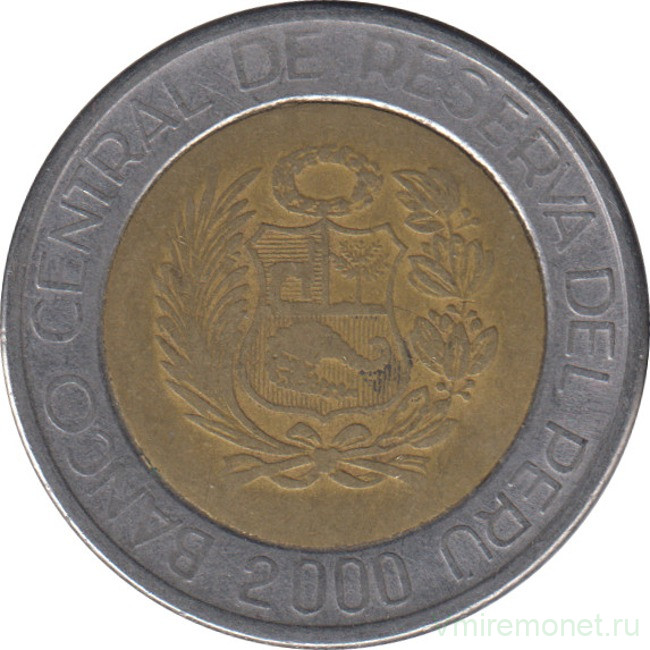 Монета. Перу. 5 солей 2000 год.