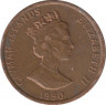Монета. Каймановы острова. 1 цент 1990 год. ав.